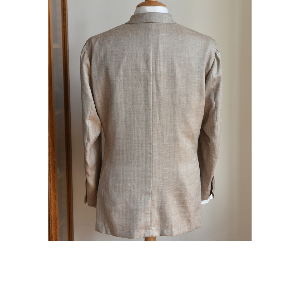 Amidé Hadelin | MTO | Orange Label Loro Piana wool/silk/linen double breasted jacket - beige_back