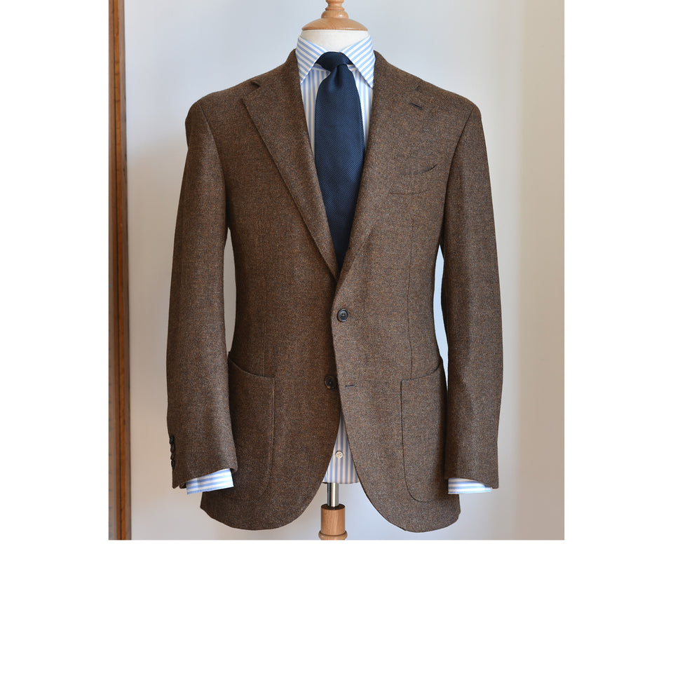 MTO Abraham Moon merino tweed jacket tobacco - Main Image