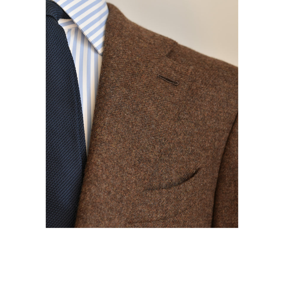 Amidé Hadelin | MTO | Orange Label Abraham Moon merino tweed jacket - tobacco_lapel