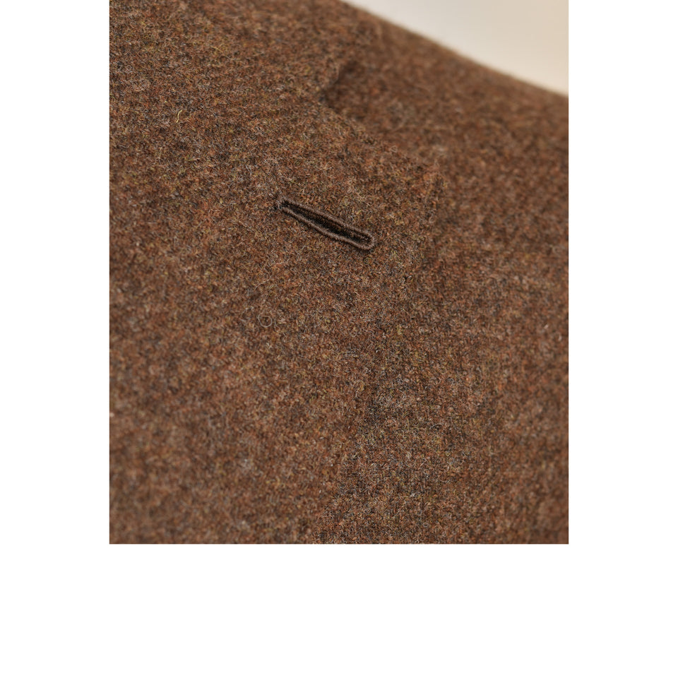Amidé Hadelin | MTO | Orange Label Abraham Moon merino tweed jacket - tobacco_Milanese buttonhole