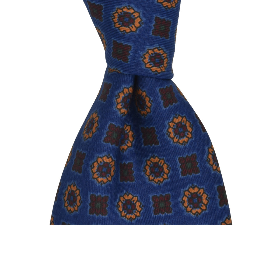 Amidé Hadelin | Handprinted ancient madder tie, Handmade in Italy - blue_knot