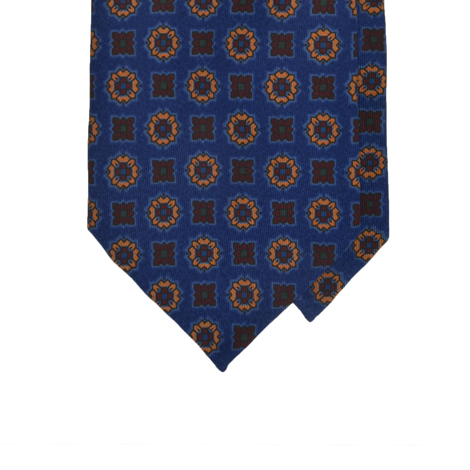 Amidé Hadelin | Handprinted ancient madder tie, Handmade in Italy - blue_tip