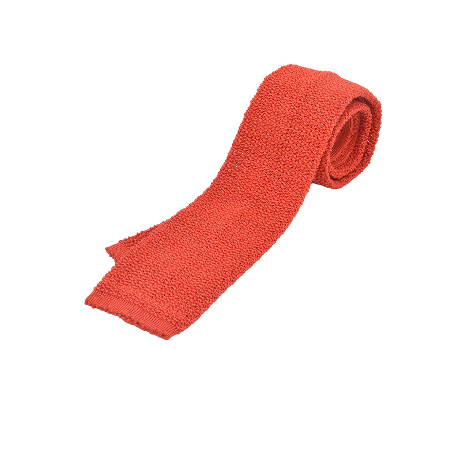 Orange Label | knit silk tie, red_full