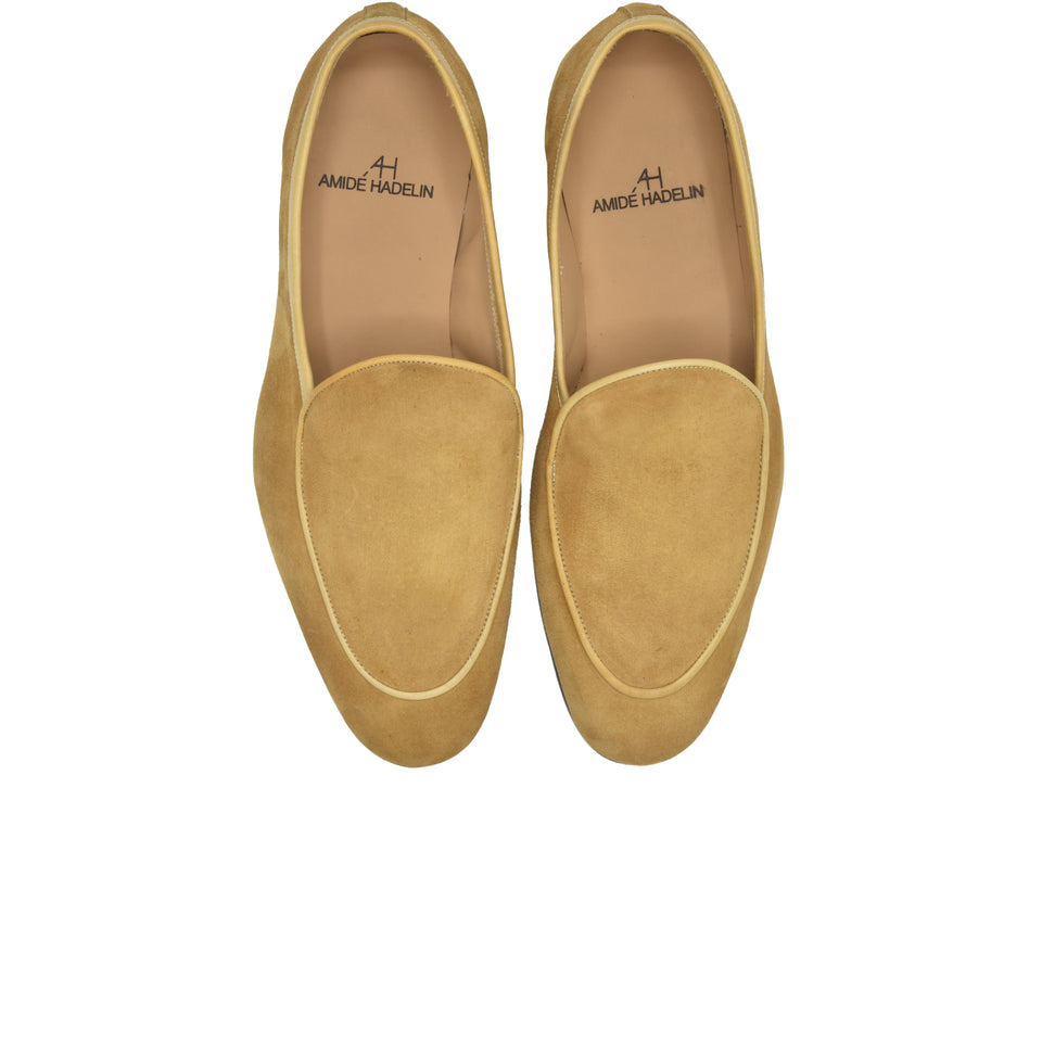 Amidé Hadelin | Belgian loafers, made in Italy - golden tan_top pair