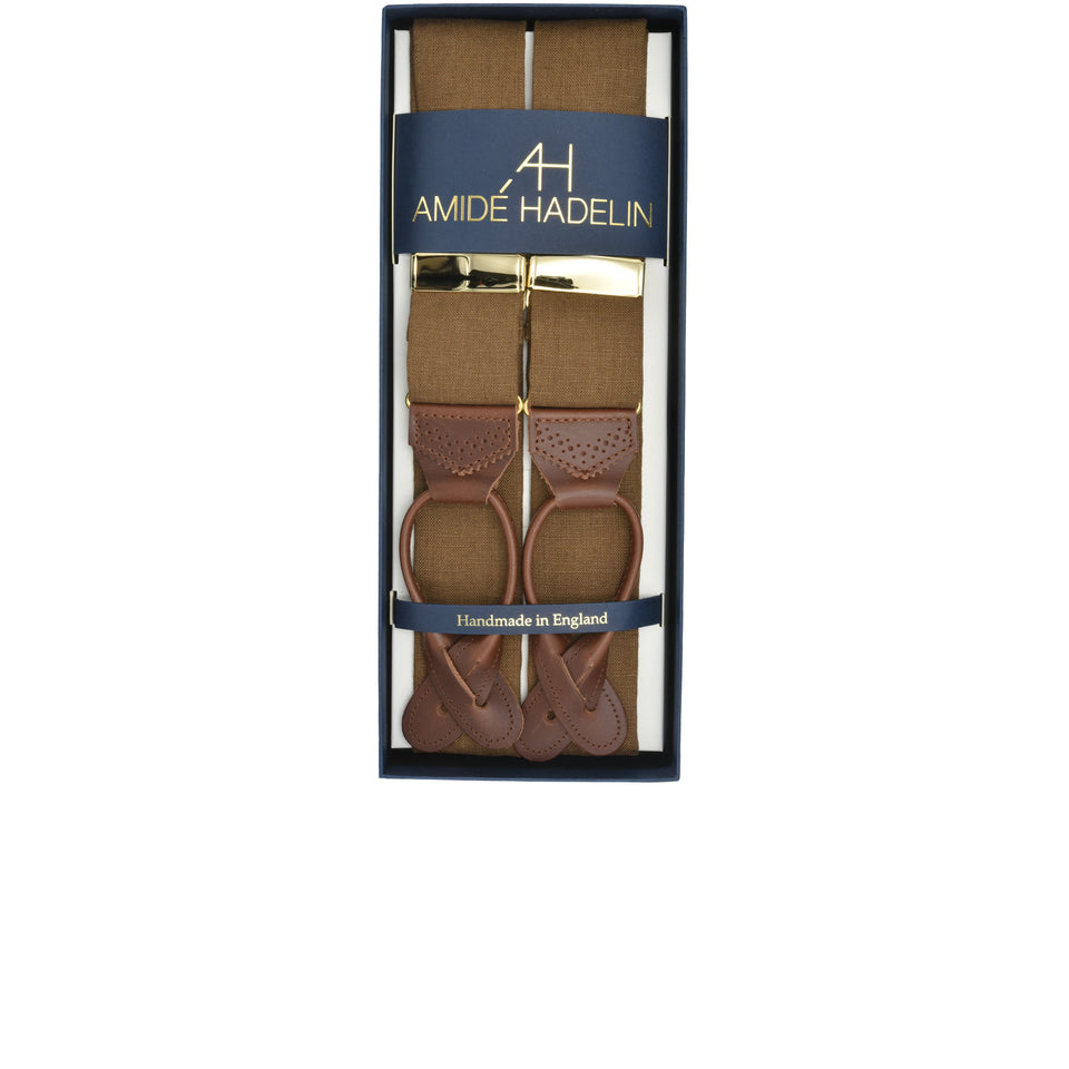 Amidé Hadelin | Irish linen braces - dark tan_full