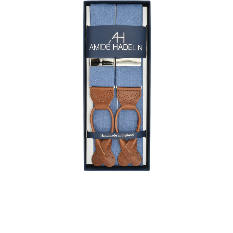 Amidé Hadelin | Irish linen braces - mid blue_full