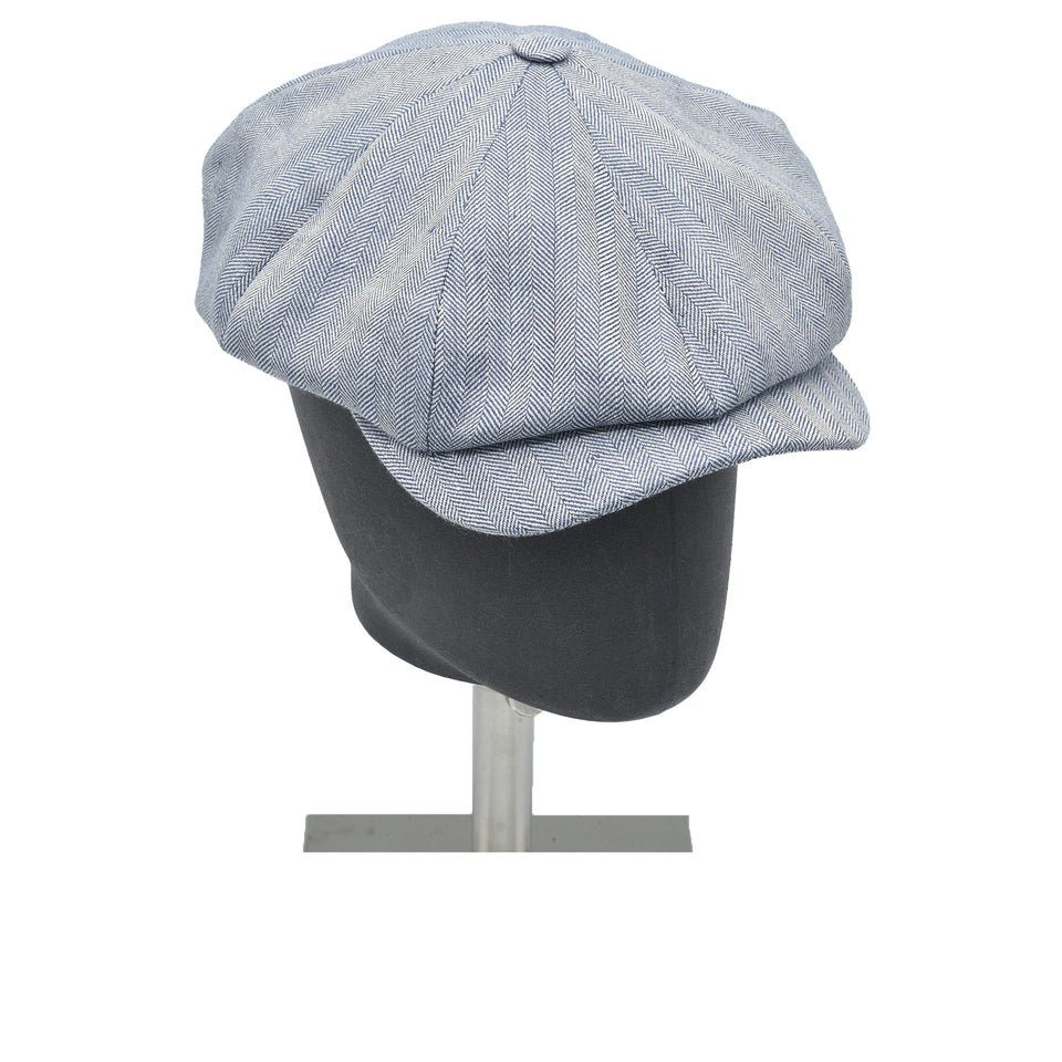 Amidé Hadelin | Abraham Moon wool/linen herringbone newsboy cap - blue_full