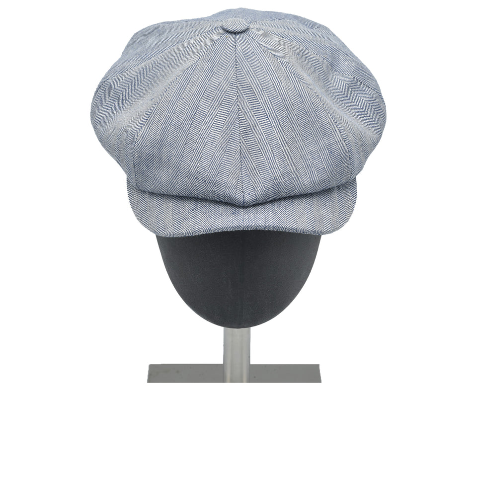 Amidé Hadelin | Abraham Moon wool/linen herringbone newsboy cap - blue_front top