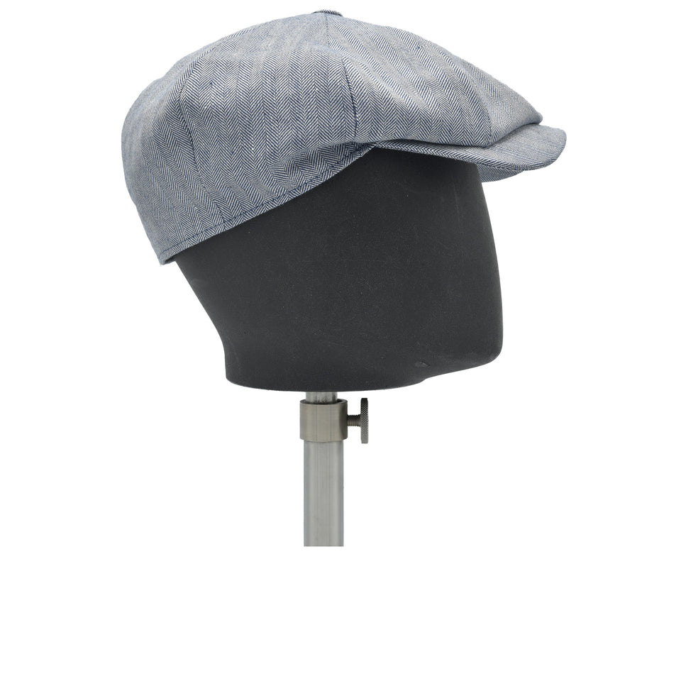 Amidé Hadelin | Abraham Moon wool/linen herringbone newsboy cap - blue_side