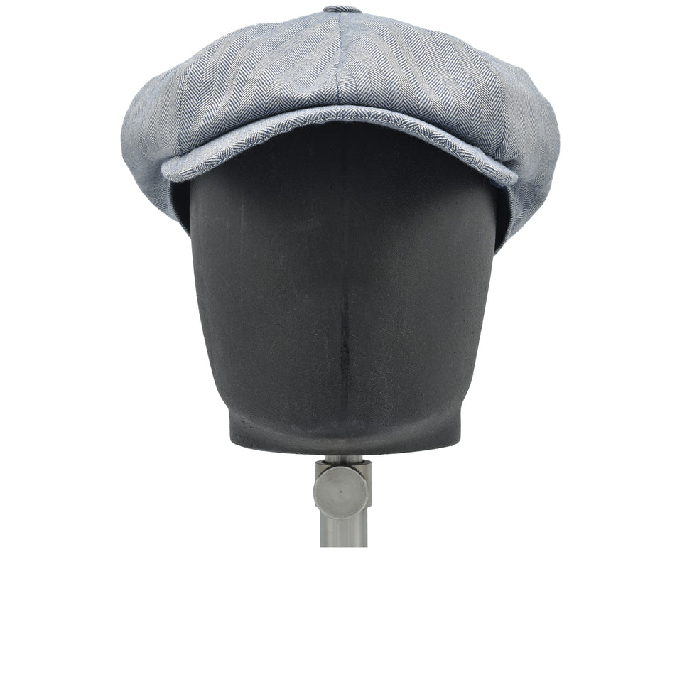 Amidé Hadelin | Abraham Moon wool/linen herringbone newsboy cap - blue_front