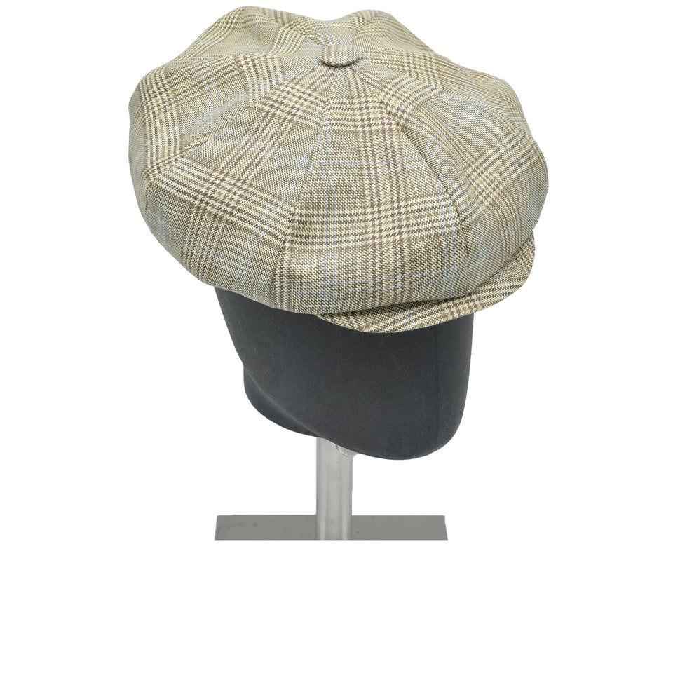 Amidé Hadelin | Abraham Moon wool/linen checked baker boy cap - beige_full