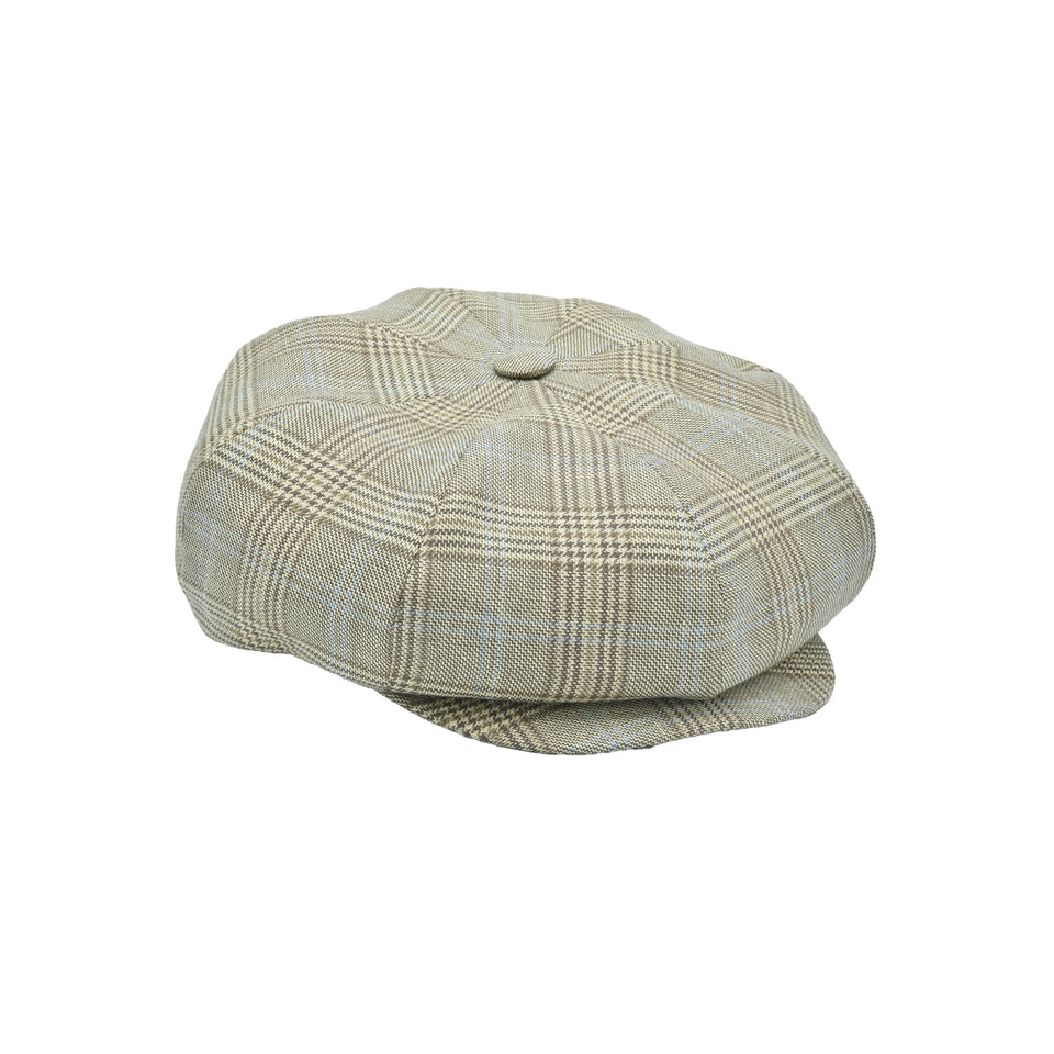 Amidé Hadelin | Abraham Moon wool/linen checked baker boy cap - beige_full