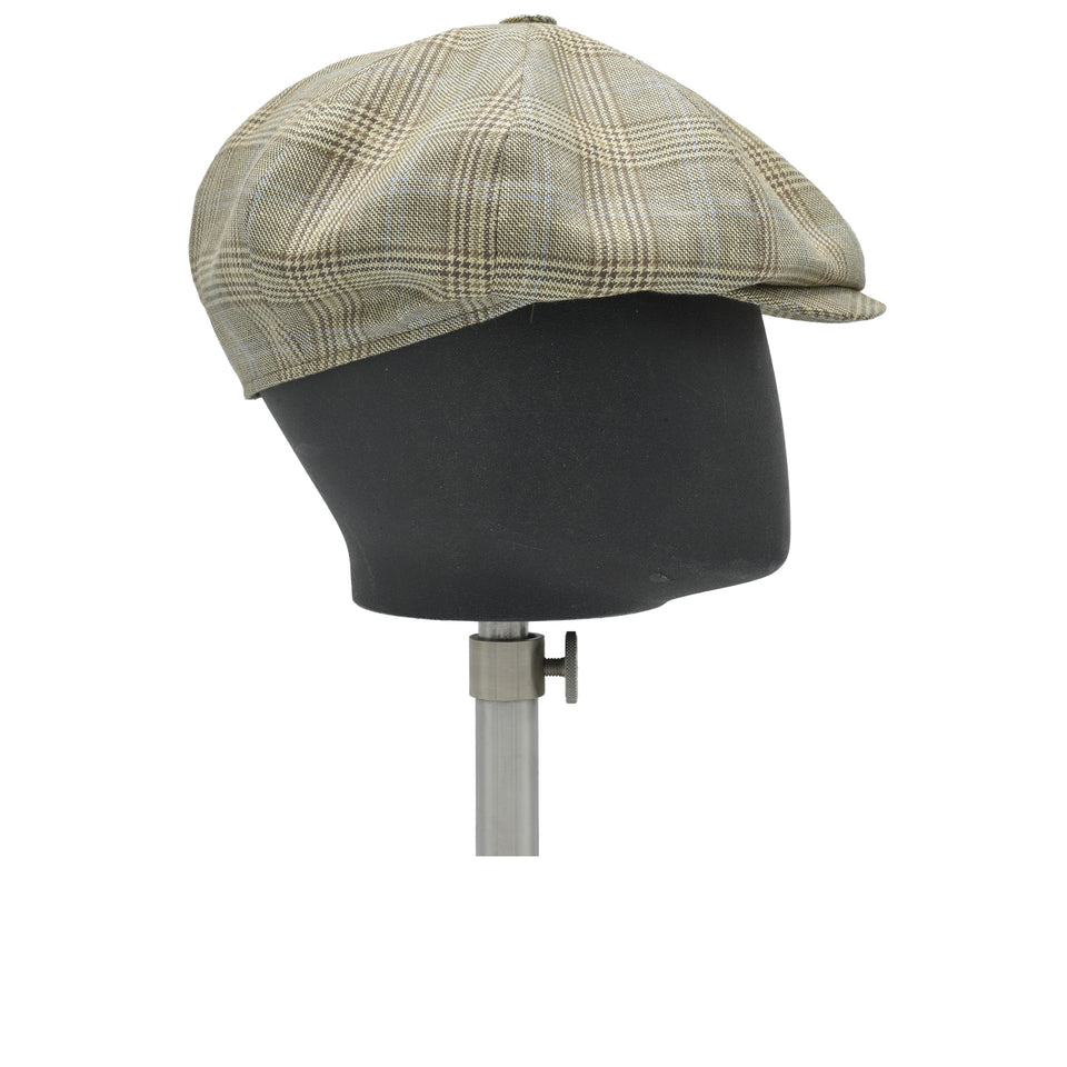 Amidé Hadelin | Abraham Moon wool/linen checked baker boy cap - beige_side