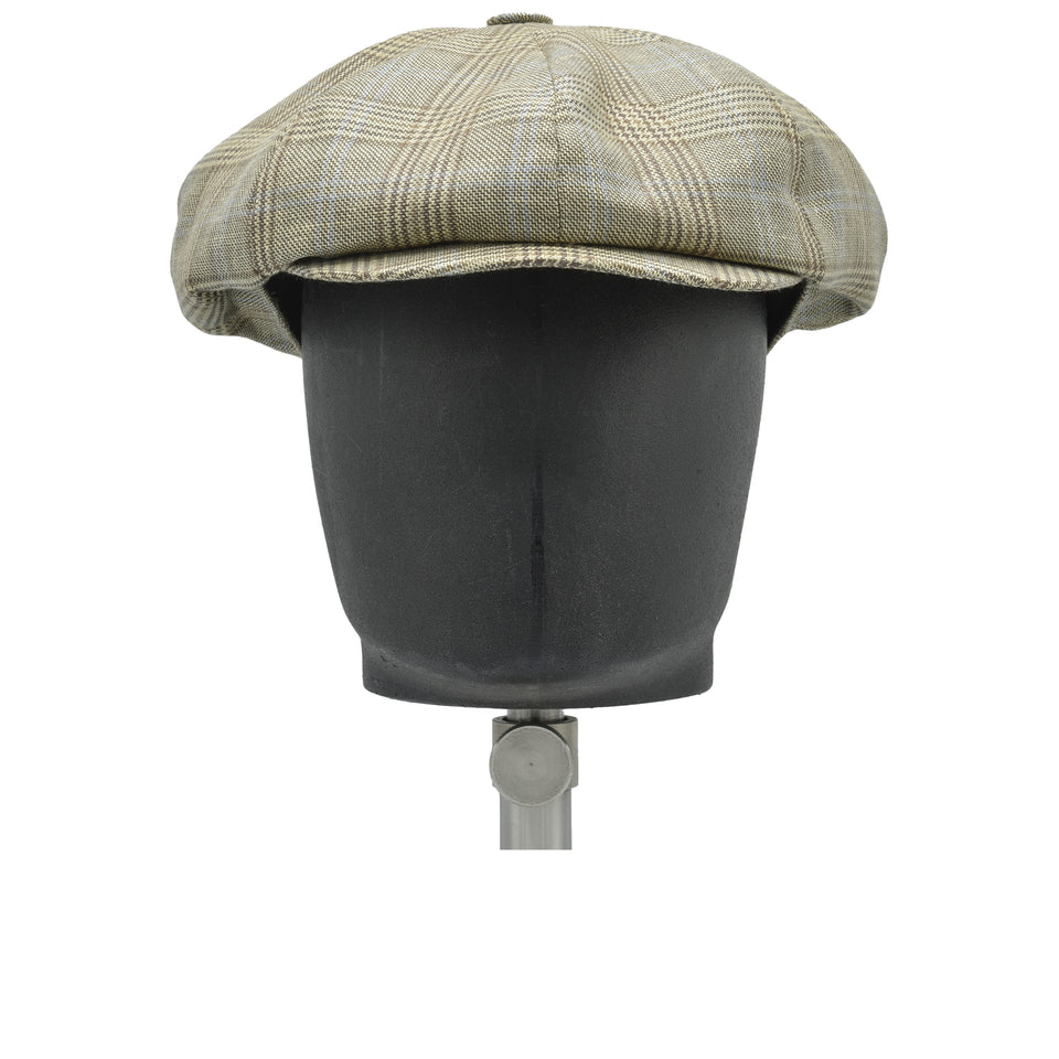 Amidé Hadelin | Abraham Moon wool/linen checked baker boy cap - beige_front