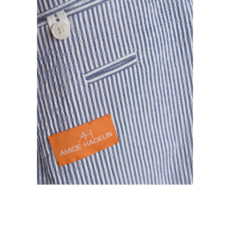 Amidé Hadelin | MTO | Orange Label Di Sondrio cotton seersucker jacket - white/blue_orange label