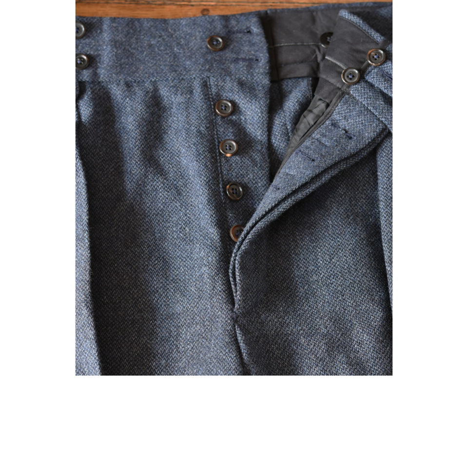 Amidé Hadelin | MTO | Barleycorn tweed trousers - dark blue_button fly