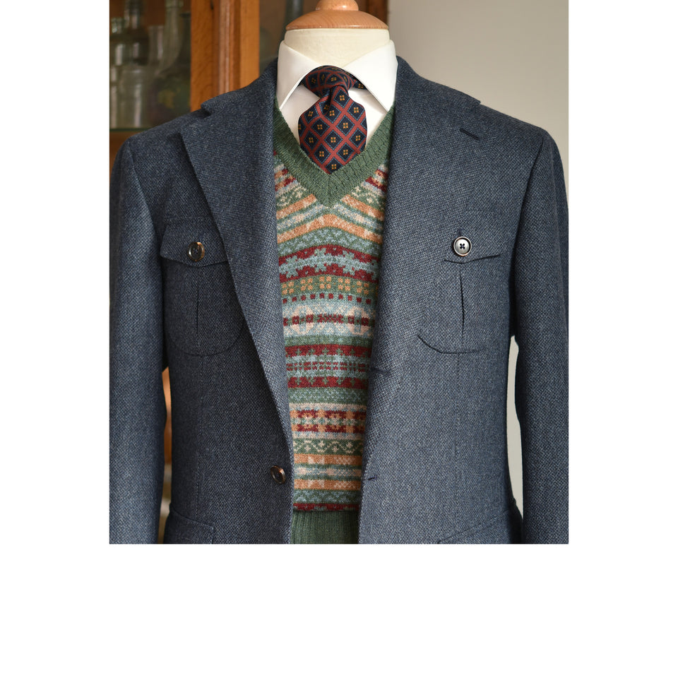 Amidé Hadelin | MTO | Abraham Moon barleycorn tweed 'Norfolk' jacket - blue_styled