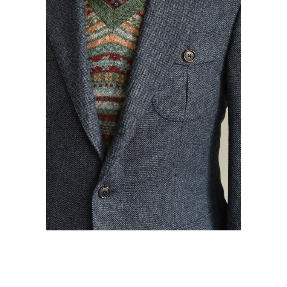 Amidé Hadelin | MTO | Abraham Moon barleycorn tweed 'Norfolk' jacket - blue_details