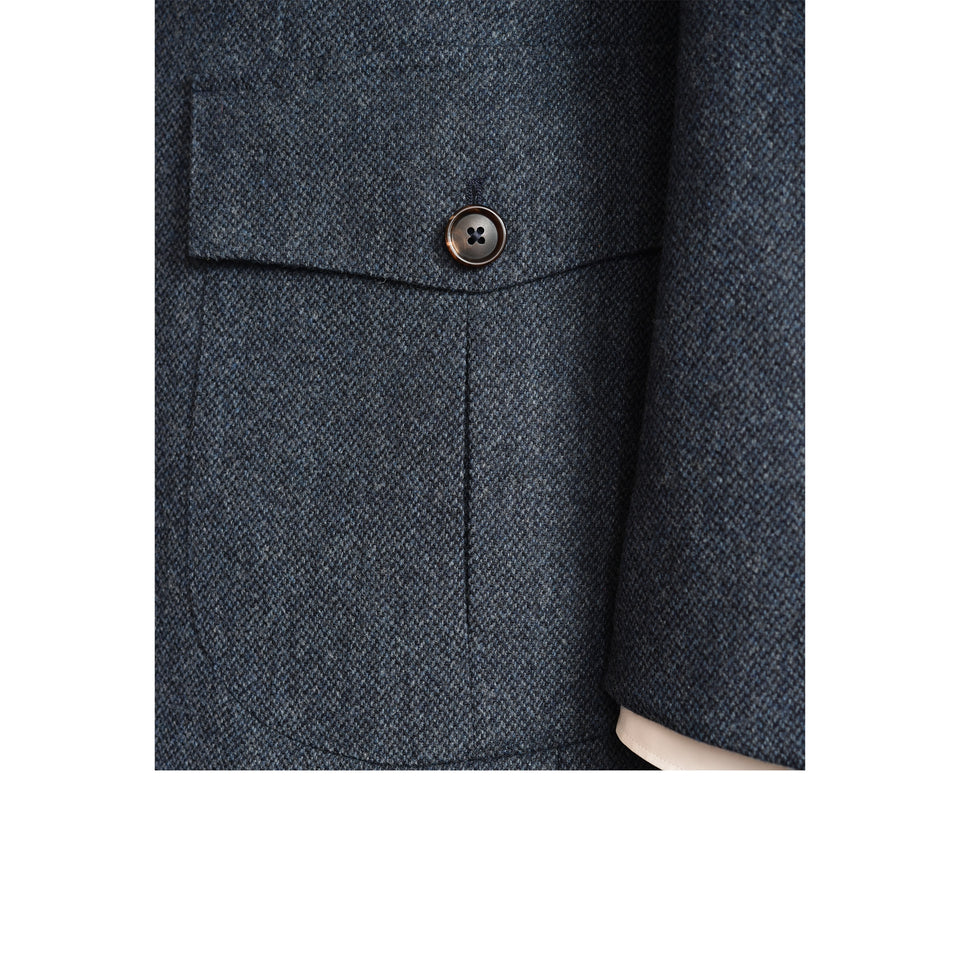 Amidé Hadelin | MTO | Abraham Moon barleycorn tweed 'Norfolk' jacket - blue_pocket