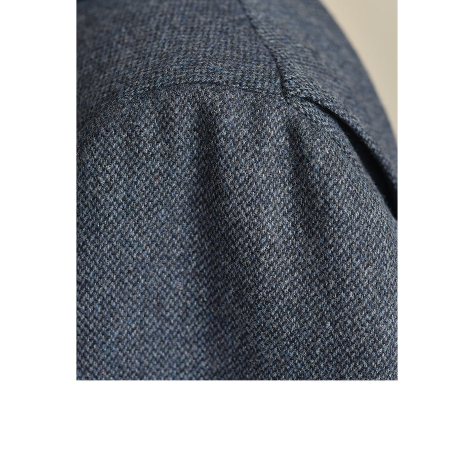 Amidé Hadelin | MTO | Abraham Moon barleycorn tweed 'Norfolk' jacket - blue_shoulder