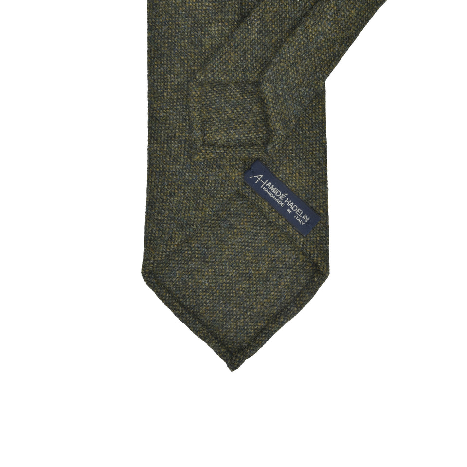 Amidé Hadelin | Abraham Moon Shetland tweed tie - Handmade in Italy, green_back