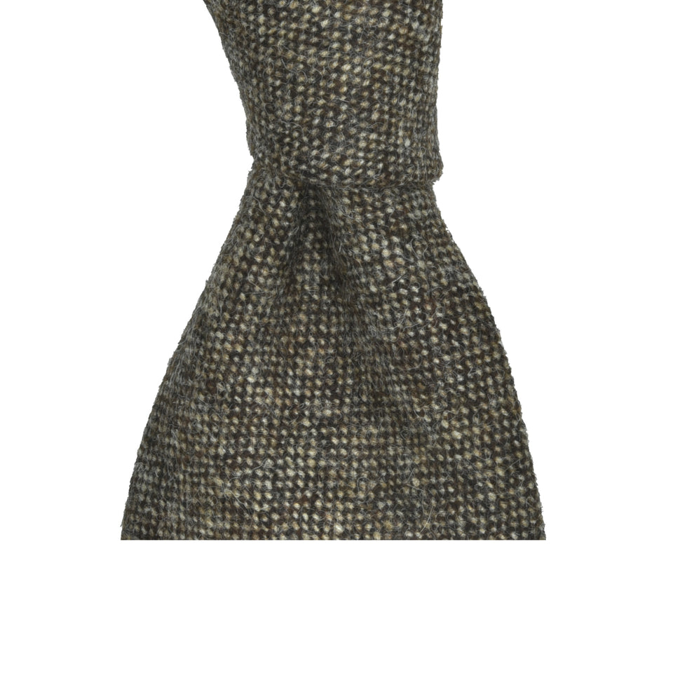 Amidé Hadelin | Abraham Moon Shetland tweed tie - Handmade in Italy, brown_knot