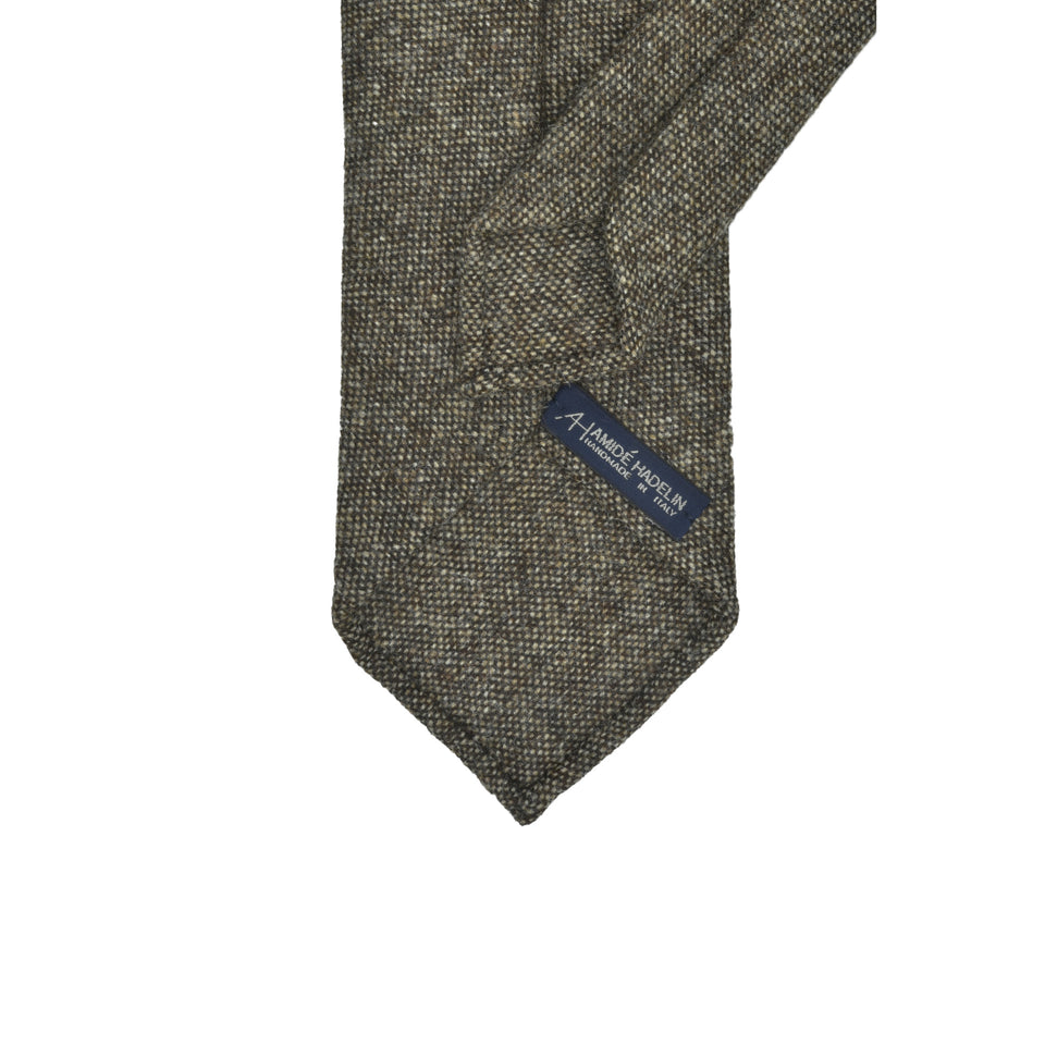 Amidé Hadelin | Abraham Moon Shetland tweed tie - Handmade in Italy, brown_back