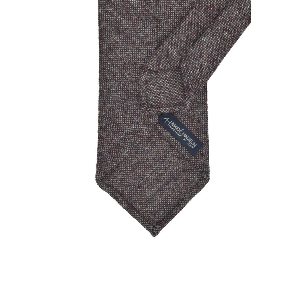 Amidé Hadelin | Abraham Moon Shetland tweed tie - Handmade in Italy, grape_back
