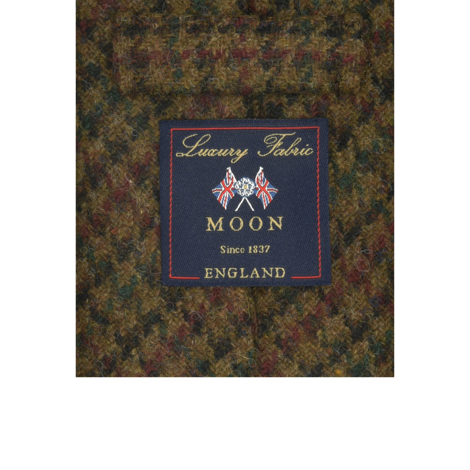 Amidé Hadelin | Abraham Moon houndstooth check Shetland tweed tie - Handmade in Italy, brown_label