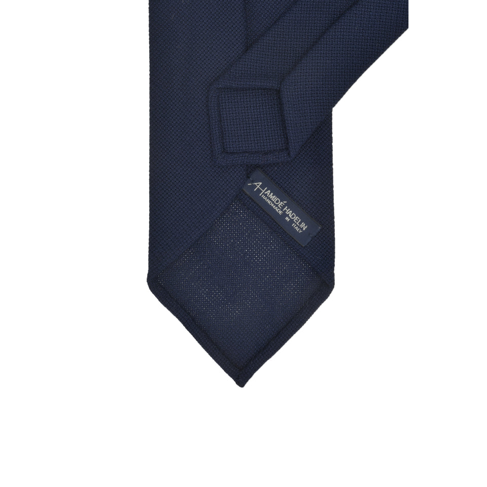 Amidé Hadelin | Fresco Mock Leno handmade Italian tie, bright navy_back