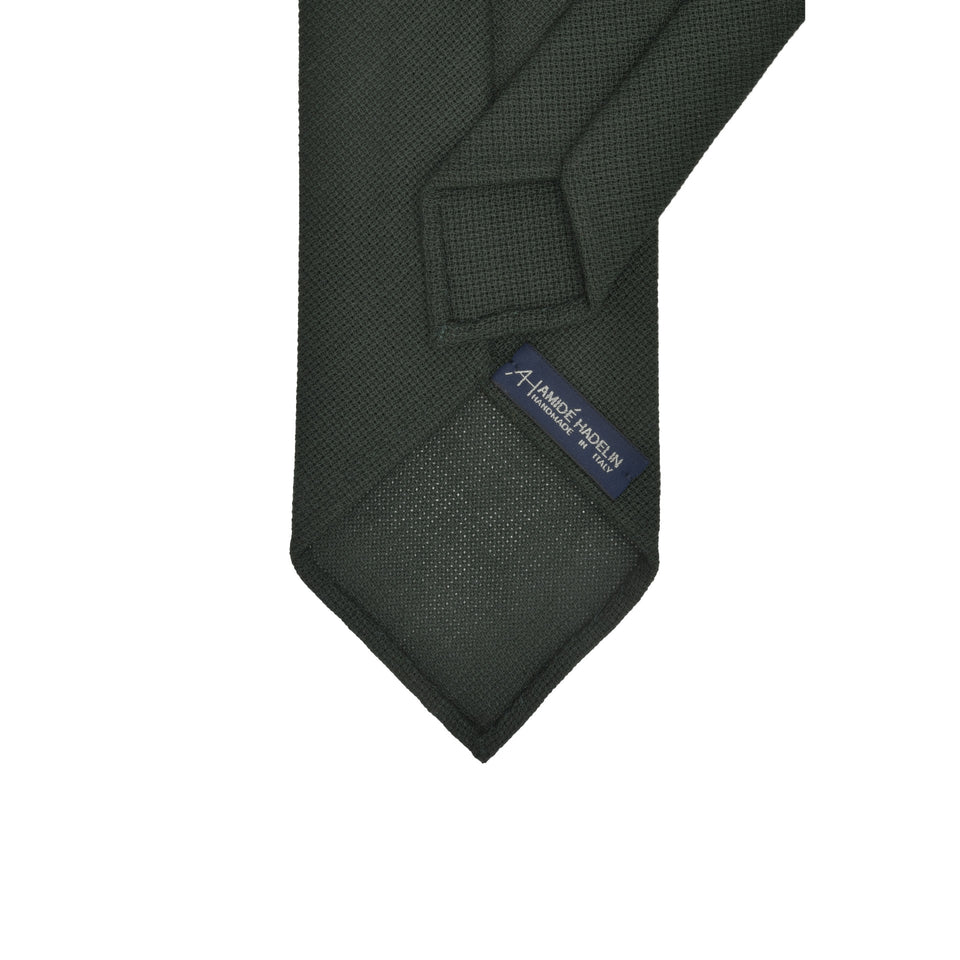 Amidé Hadelin | Fresco Mock Leno handmade Italian tie, hunter green_back