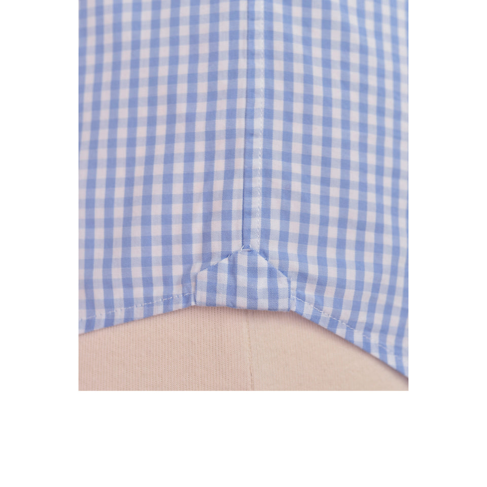 Amidé Hadelin | MTO gingham check poplin shirt - light blue_gusset