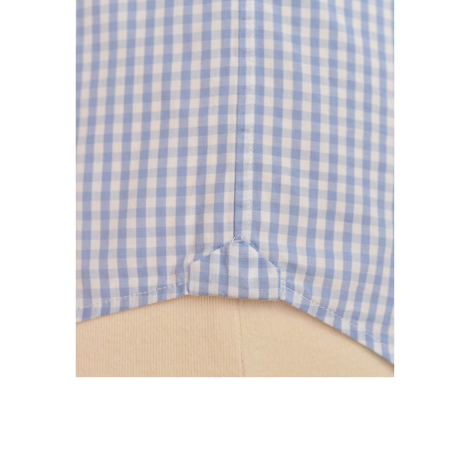 Amidé Hadelin | MTO gingham check poplin shirt - light blue_gusset