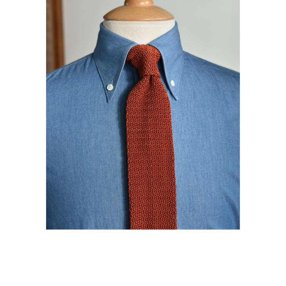 Amidé Hadelin | MTO button down denim shirt - blue_full