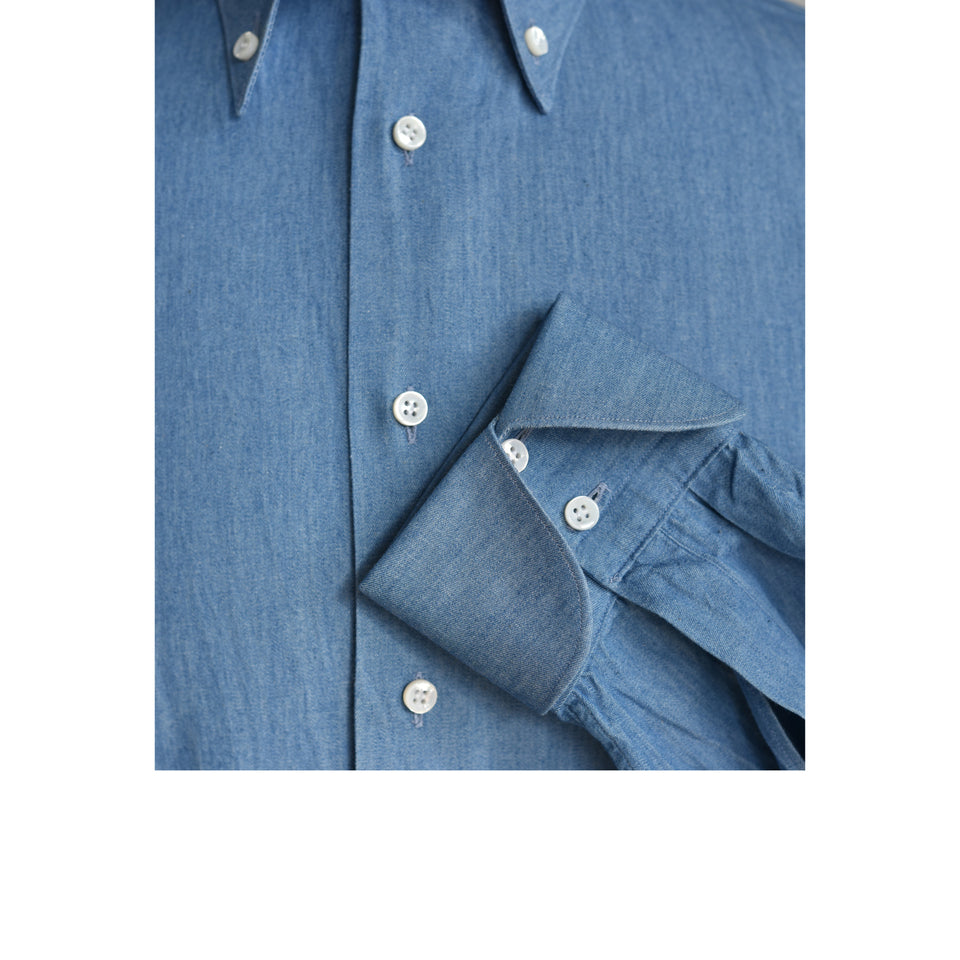 Amidé Hadelin | MTO button down denim shirt - blue_cocktail cuff