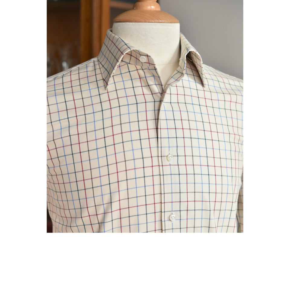 Amidé Hadelin | MTO tattersall shirt - beige/blue/maroon/green_full