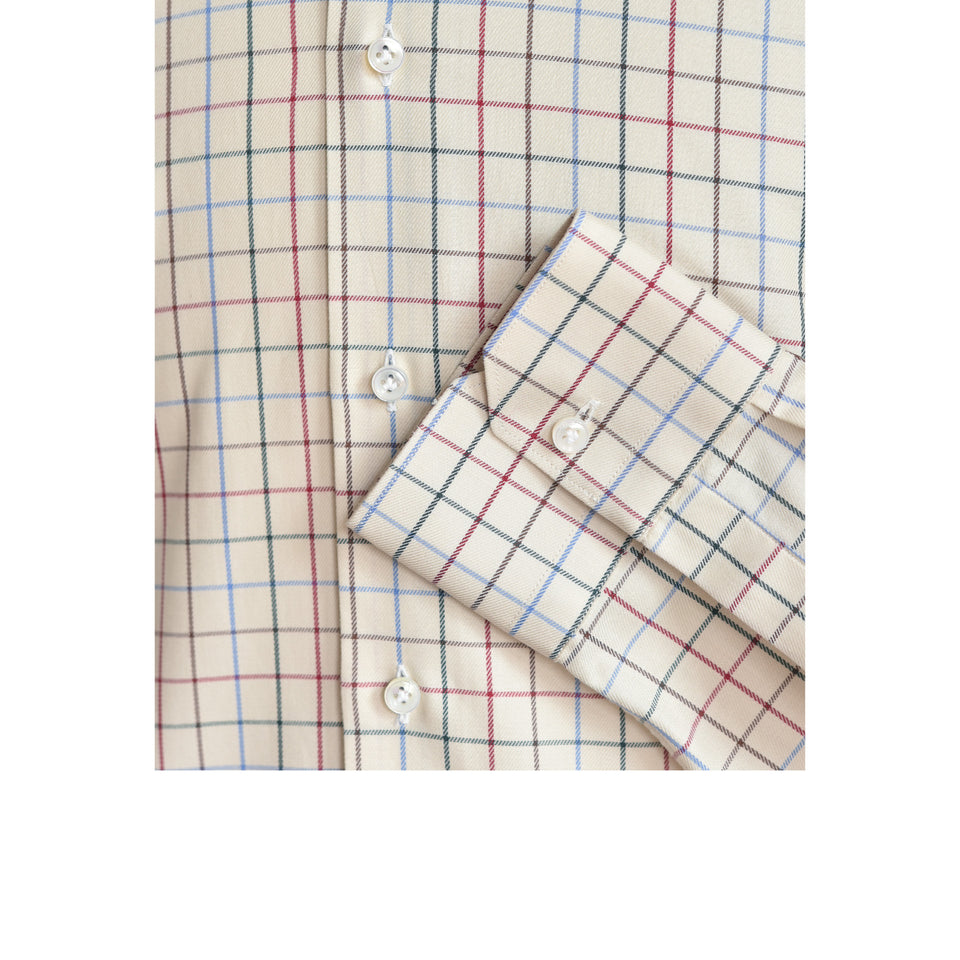Amidé Hadelin | MTO tattersall shirt - beige/blue/maroon/green_cuff
