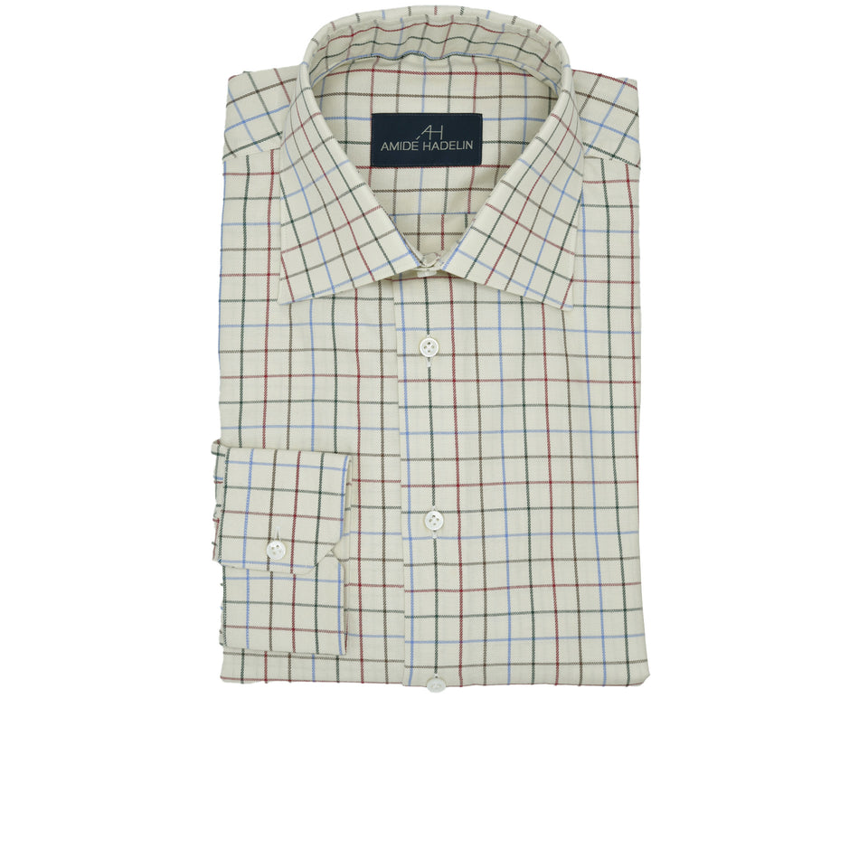 Amidé Hadelin | MTO tattersall shirt - beige/blue/maroon/green_full