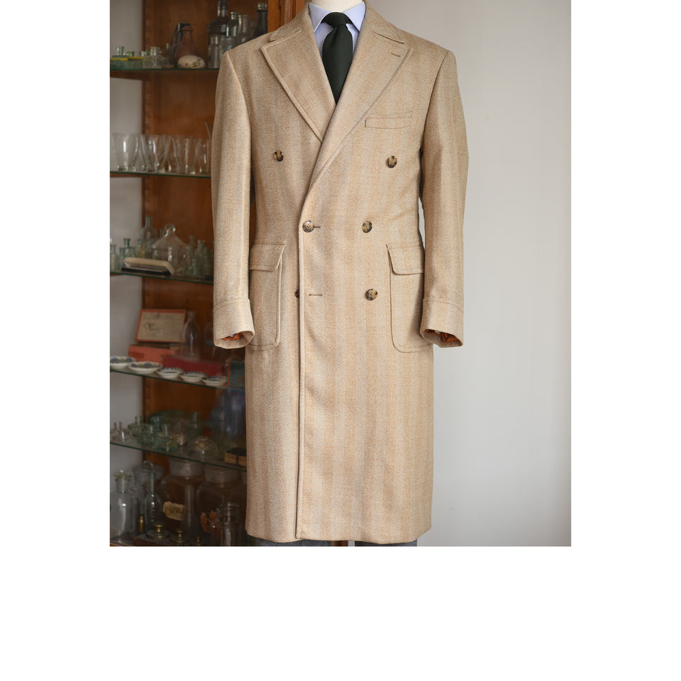Amidé Hadelin | MTO | F.lli Tallia di Delfino herringbone Polo coat - beige_full
