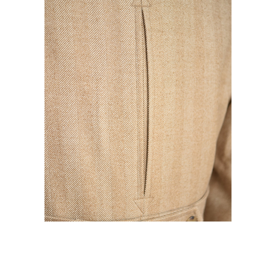 Amidé Hadelin | MTO | F.lli Tallia di Delfino herringbone Polo coat - beige_box pleat