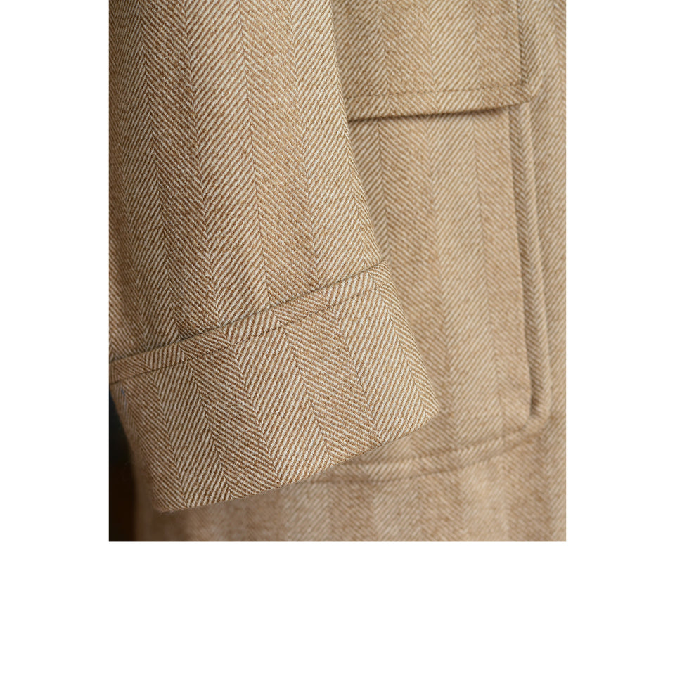 Amidé Hadelin | MTO | F.lli Tallia di Delfino herringbone Polo coat - beige_cuff