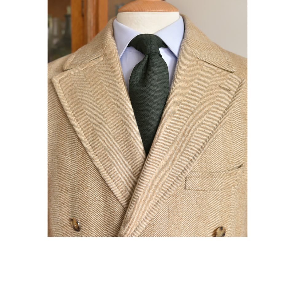 Amidé Hadelin | MTO | F.lli Tallia di Delfino herringbone Polo coat - beige_lapels