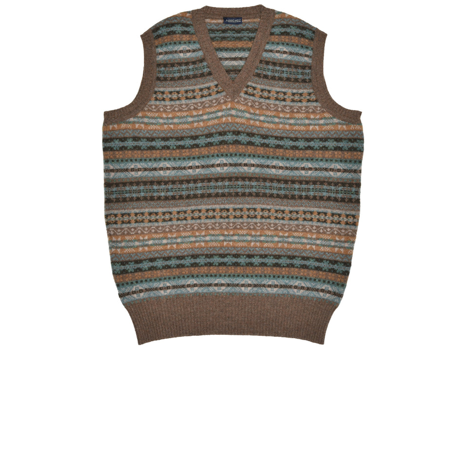 Fair Isle lambswool slipover - tobacco_full