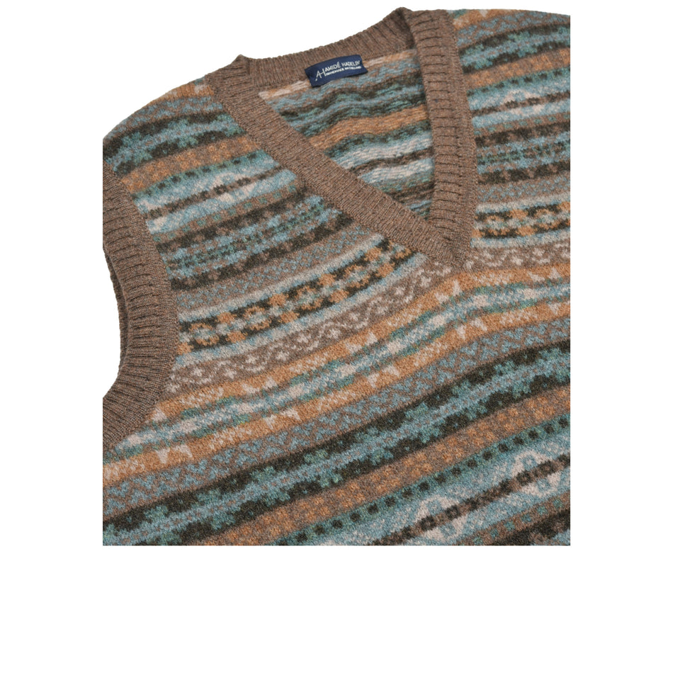 Fair Isle lambswool slipover - tobacco_collar