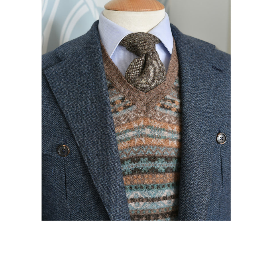 Fair Isle lambswool slipover - tobacco_styled