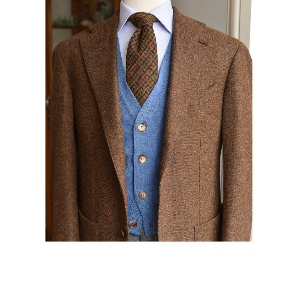 Lambswool short sleeveless cardigan - jeans blue_styled