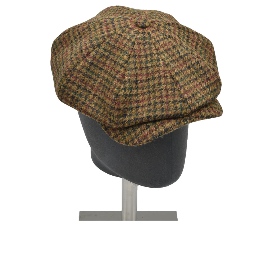 Amidé Hadelin | Abraham Moon Shetland tweed houndstooth newsboy cap - brown_full