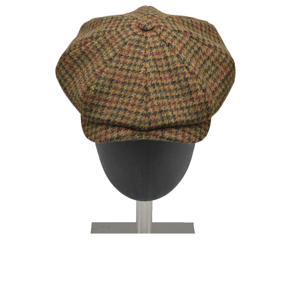 Amidé Hadelin | Abraham Moon Shetland tweed houndstooth newsboy cap - brown_front top
