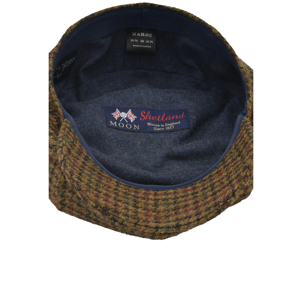 Amidé Hadelin | Abraham Moon Shetland tweed houndstooth newsboy cap - brown_label