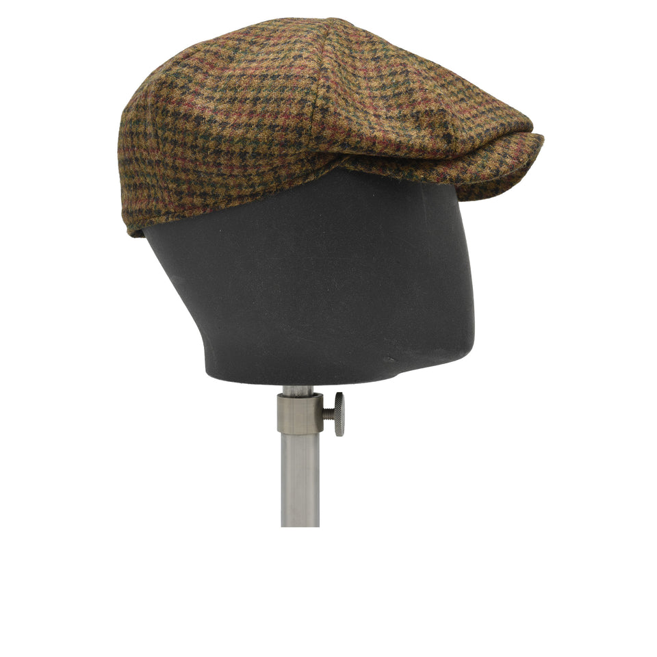 Amidé Hadelin | Abraham Moon Shetland tweed houndstooth newsboy cap - brown_side